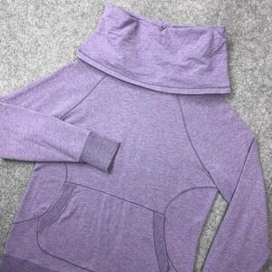 LL Bean Sweatshirt Womens Large Purple Cozy Fleece Cowl Funnel Neck Pullover